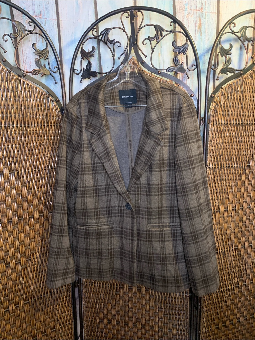 Sanctuary Plaid Jacket Blazer Size L